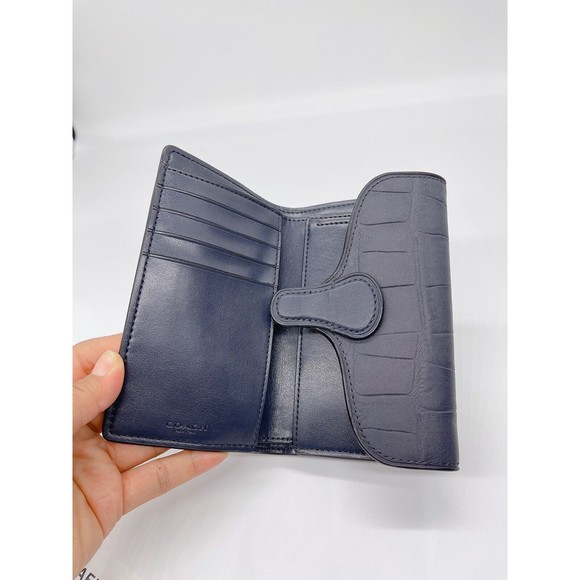 NWT Coach 91192 Jade Medium Envelope Wallet Crocodile Embossed leather Midnight - Picture 5 of 8